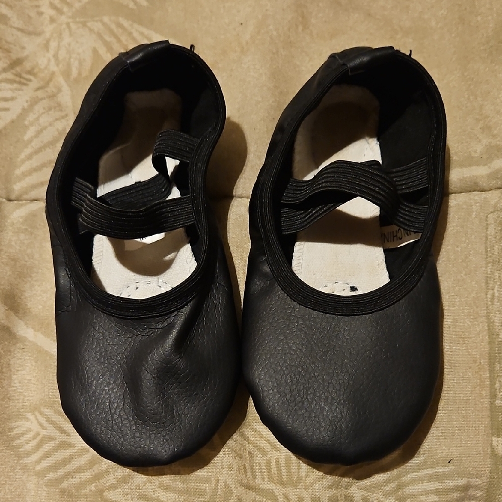 Black Kids Leather Ballet Shoes